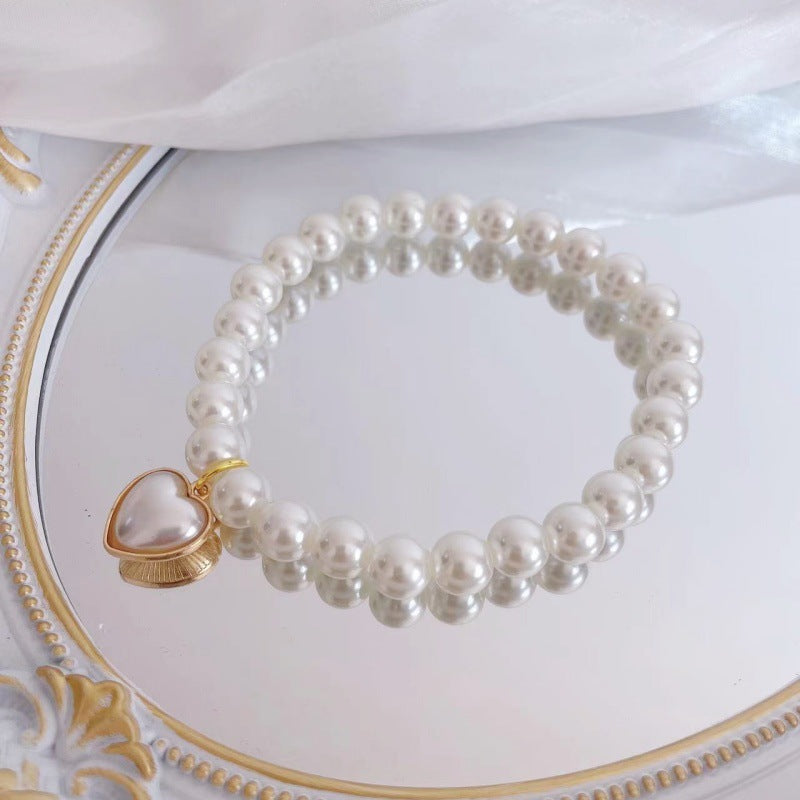 New Korean style heart-shaped gemstone pendant choker cat retro crystal necklace popular pet pearl necklace