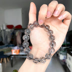 Grade 8A Natural Black Rutilated Quartz Bracelet — Brazilian Crystal Gemstone for Men & Women | Attracts Good Luck & Wealth | A Bold Trendy Accessory