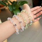 Natural citrine amethyst sugar cube bracelet paired with Swarovski rhinestone bracelet