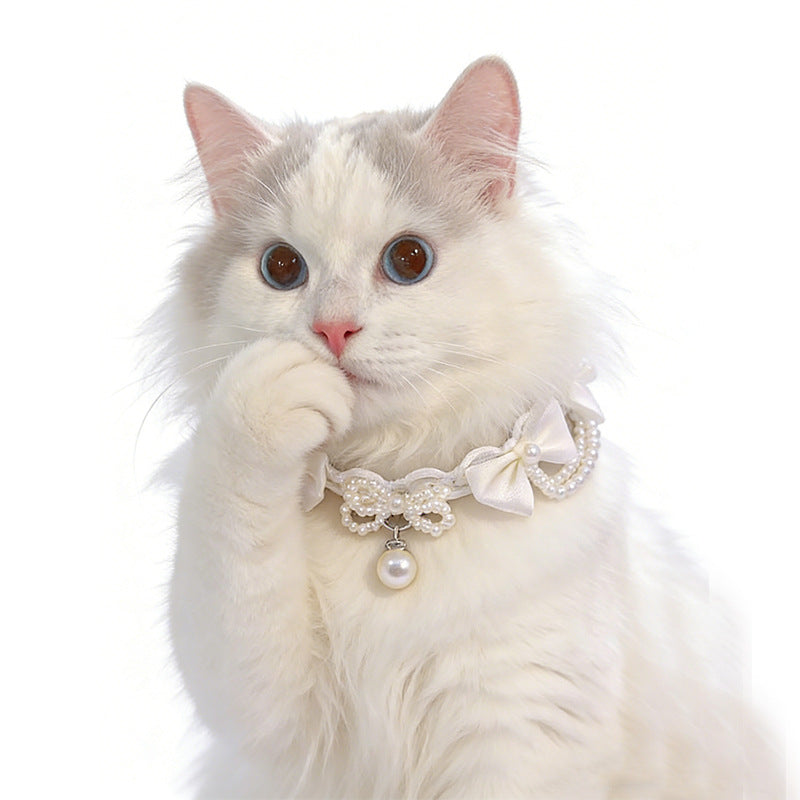 Lolita-style lace pearl cat necklace pet dog collar