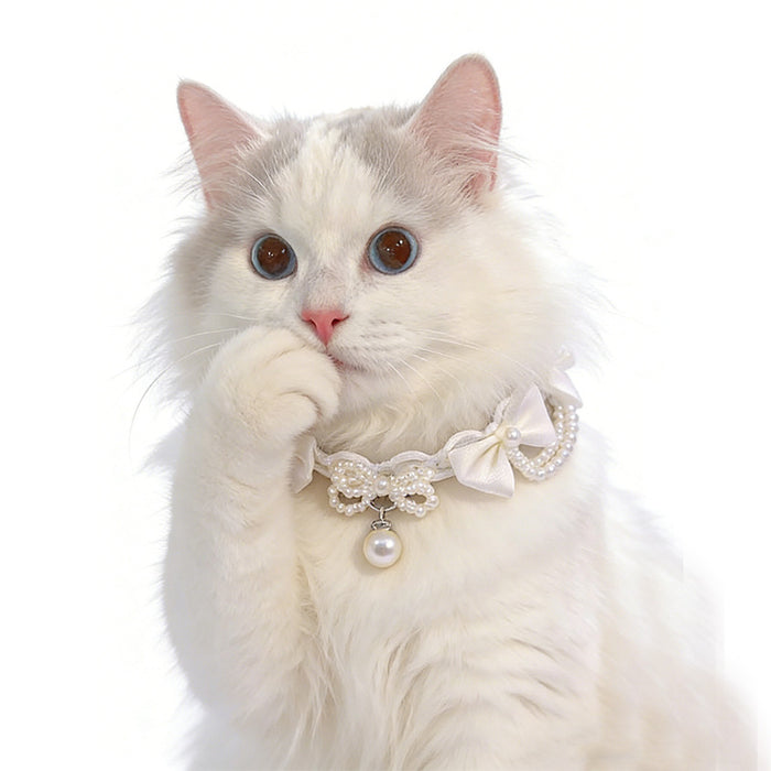 Lolita-style lace pearl cat necklace pet dog collar
