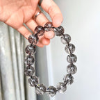 Grade 8A Natural Black Rutilated Quartz Bracelet — Brazilian Crystal Gemstone for Men & Women | Attracts Good Luck & Wealth | A Bold Trendy Accessory