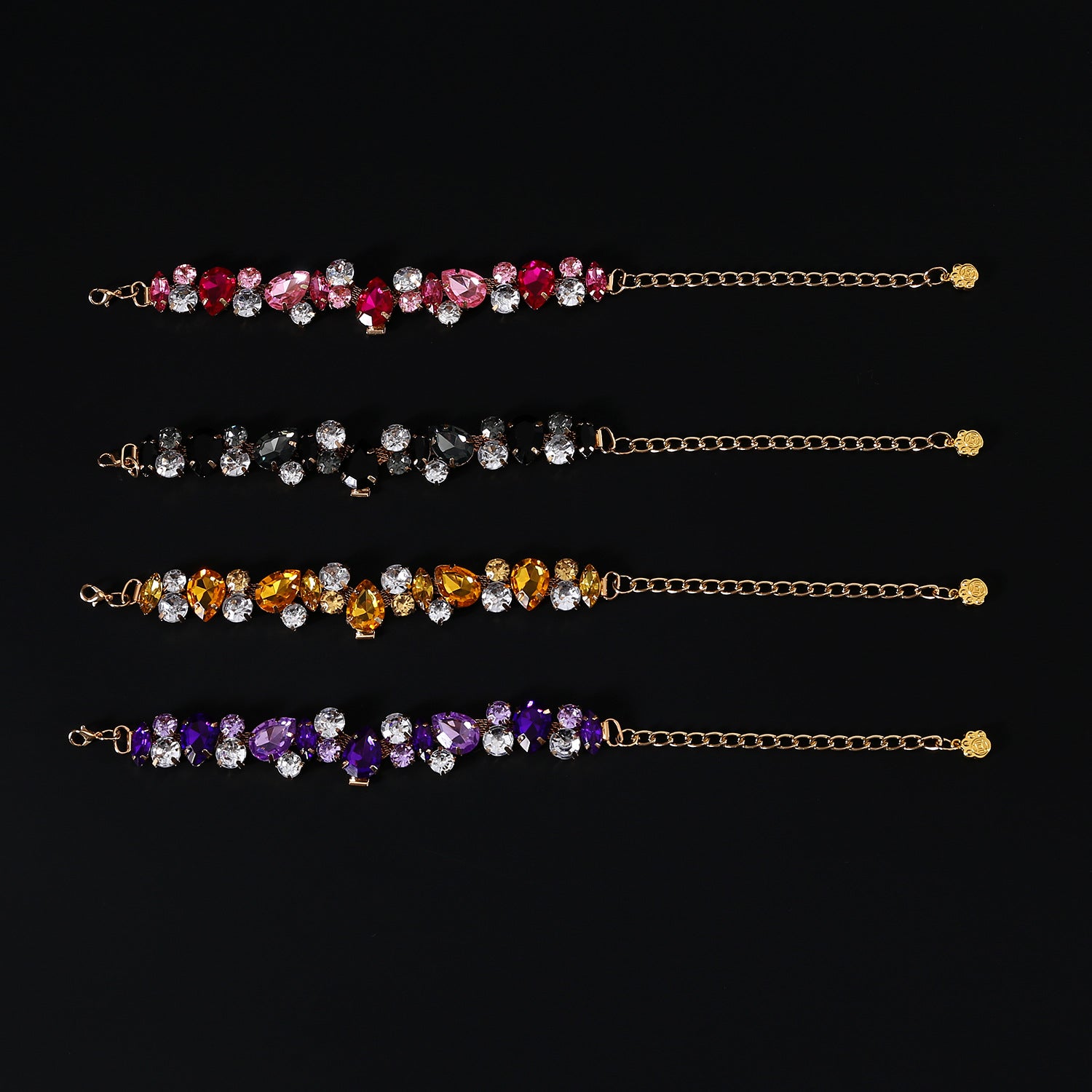 Pet gemstone crystal chain necklace for cats and dogs, luxurious full diamond princess teardrop metal wedding collar