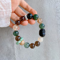 Natural Obsidian Pixiu Green Rutilated Quartz Black Gold Super Seven Gold Foil Glue Flower Crystal Bracelet