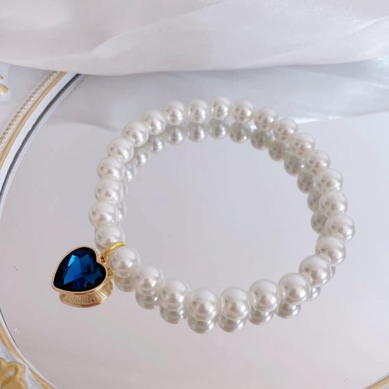 New Korean style heart-shaped gemstone pendant choker cat retro crystal necklace popular pet pearl necklace