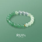 Natural green crystal bracelet with strawberry quartz high-end crystal bracelet for women.
