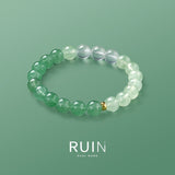 Natural green crystal bracelet with strawberry quartz high-end crystal bracelet for women.
