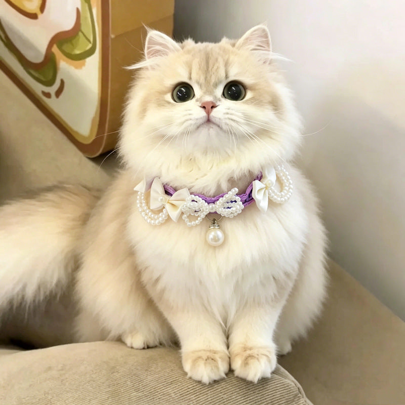 Lolita-style lace pearl cat necklace pet dog collar
