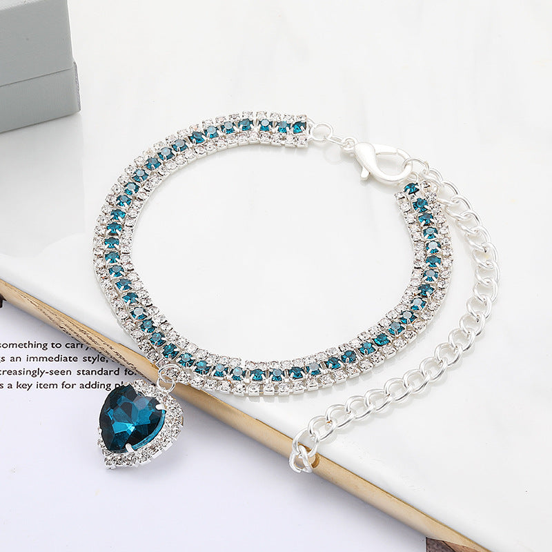 Three-Row Colorful Rhinestone Necklace