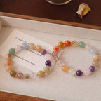 Natural crystal bracelet with multi-gemstone colorful beads high-end feel gold and jade versatile simple and stylish bracelet.