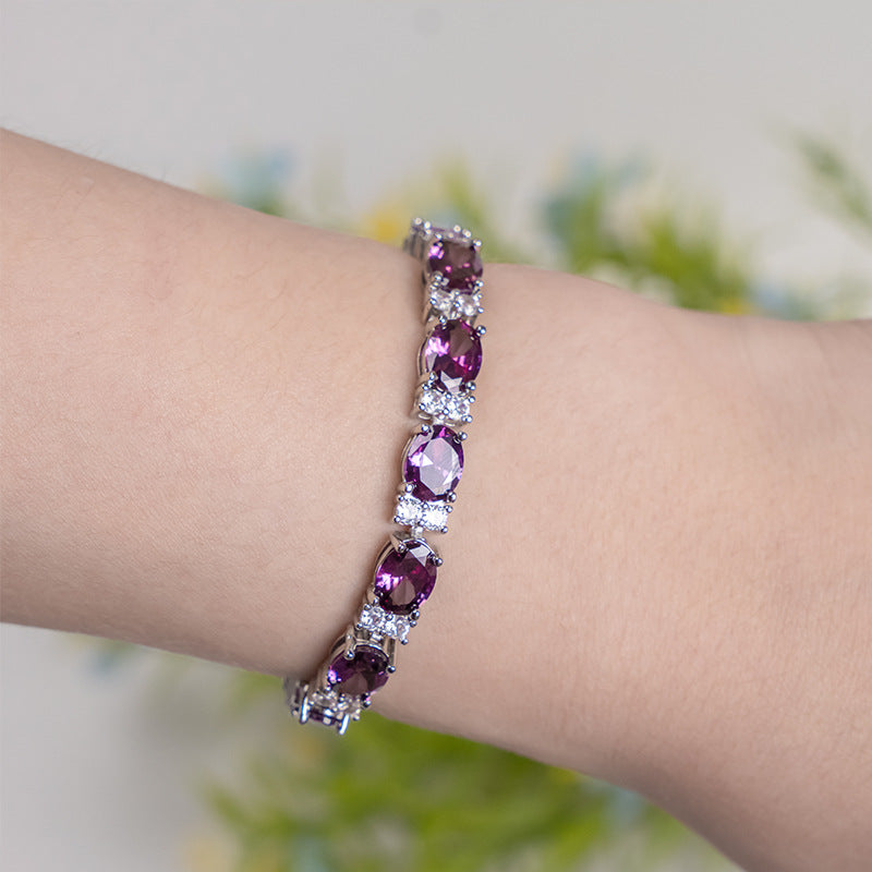 Zircon crystal inlaid bracelet, women's jewelry, colorfast, fashionable and simple.