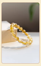 Natural Brazilian Golden Rutilated Quartz & Premium Raw Citrine Beaded Bracelet — Good Luck & Fortune-Enhancing Jewelry