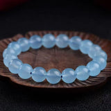 Natural Aquamarine & Chalcedony Crystal Hydration Bracelet — Icy-Grade Blue Aquamarine Style
