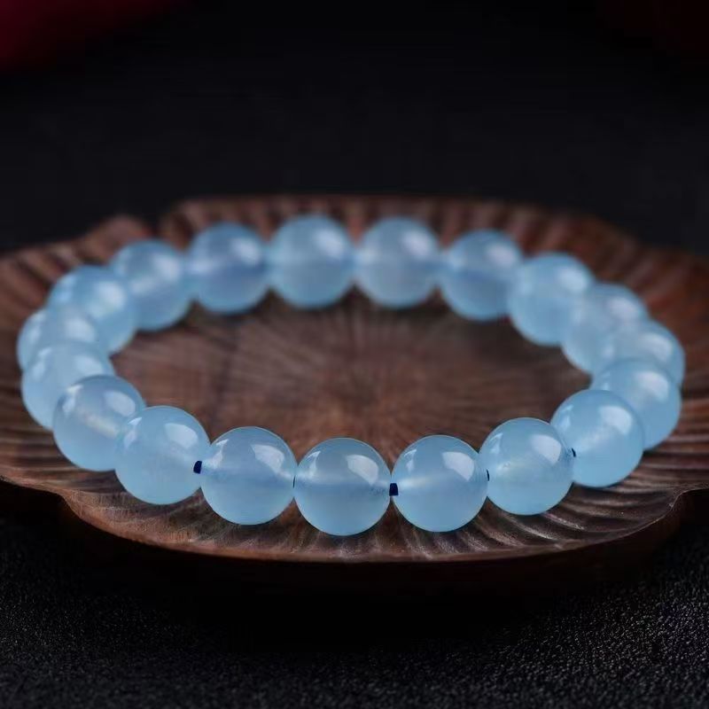 Natural Aquamarine & Chalcedony Crystal Hydration Bracelet — Icy-Grade Blue Aquamarine Style