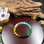 Natural Stone Bracelet: Tiger's Eye, Citrine, and Green Aventurine—Premium Beaded Wristlet