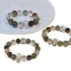 Natural crystal bracelet green rutilated quartz smoky quartz white crystal simple design elegant and versatile attracting wealth and good fortune