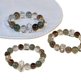 Natural crystal bracelet green rutilated quartz smoky quartz white crystal simple design elegant and versatile attracting wealth and good fortune