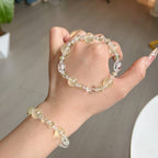 Natural citrine amethyst sugar cube bracelet paired with Swarovski rhinestone bracelet