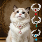 Cat pet necklace pearl princess Teddy Bichon Frise small and large dog collar jewelry birthday accessory