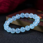 Natural Aquamarine & Chalcedony Crystal Hydration Bracelet — Icy-Grade Blue Aquamarine Style