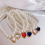New Korean style heart-shaped gemstone pendant choker cat retro crystal necklace popular pet pearl necklace