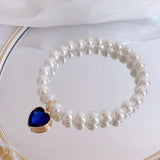 New Korean style heart-shaped gemstone pendant choker cat retro crystal necklace popular pet pearl necklace