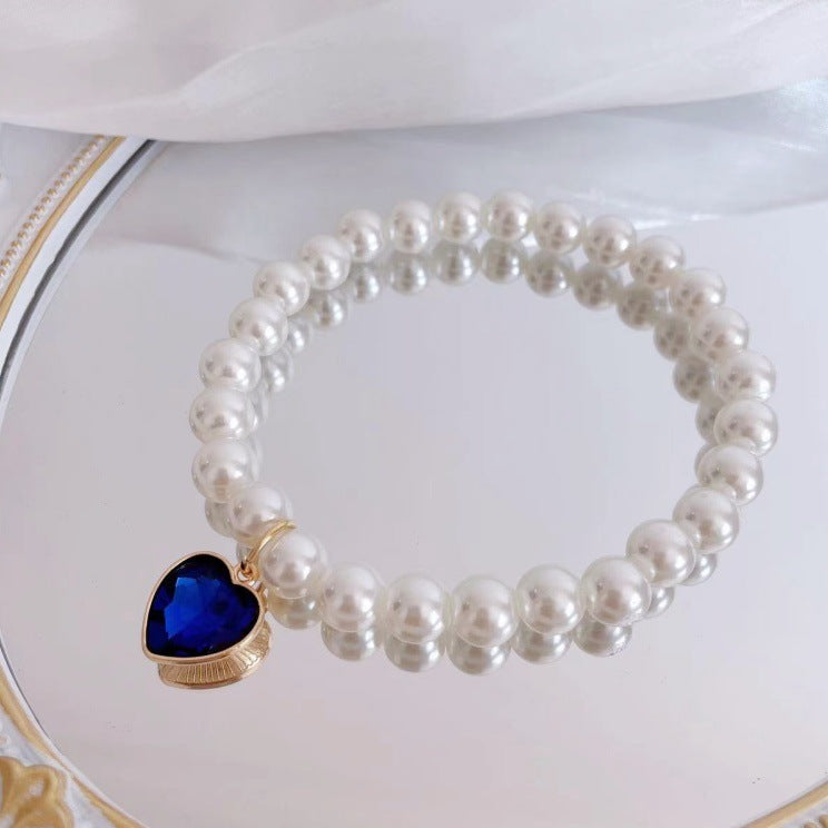 New Korean style heart-shaped gemstone pendant choker cat retro crystal necklace popular pet pearl necklace