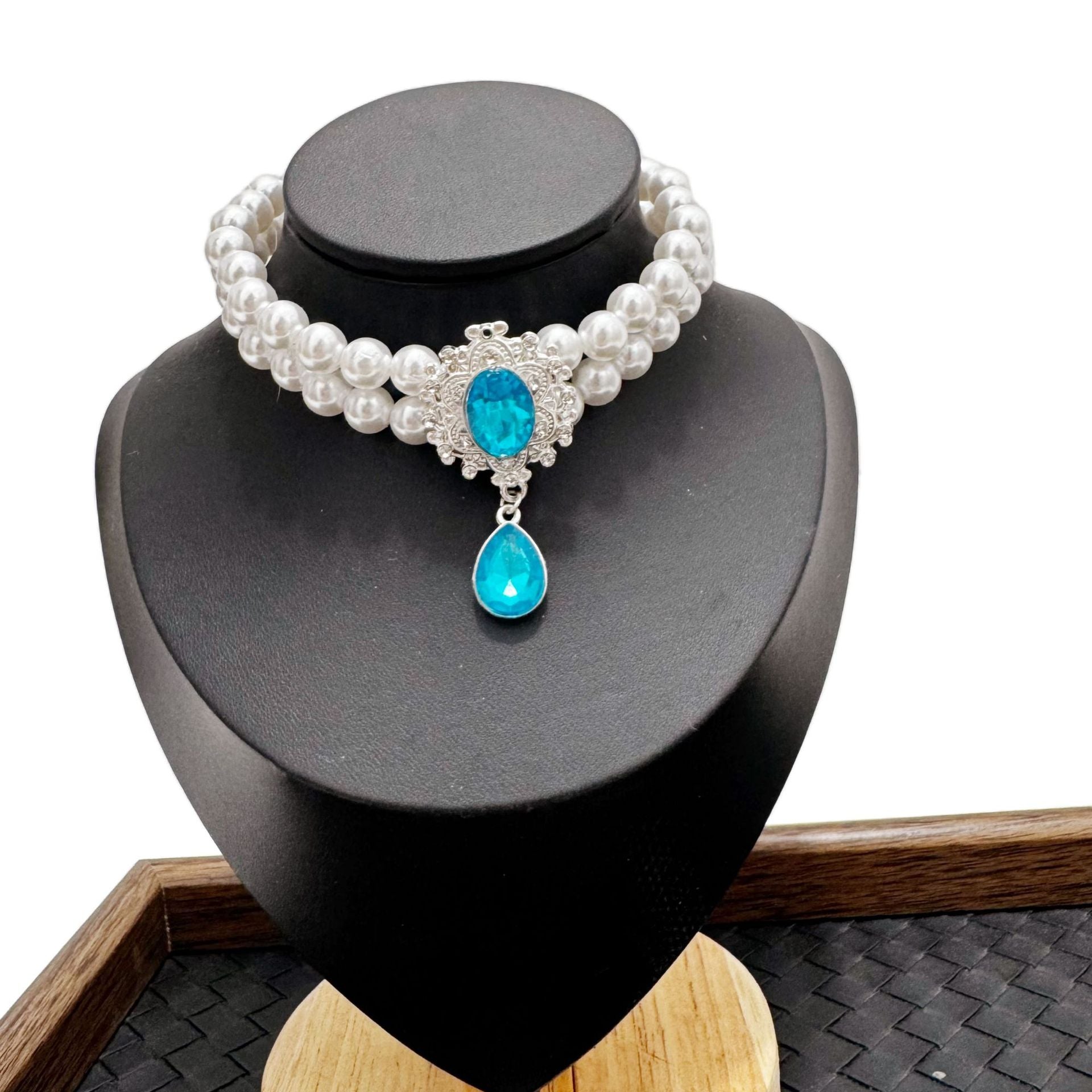 Cat pet necklace pearl princess Teddy Bichon Frise small and large dog collar jewelry birthday accessory