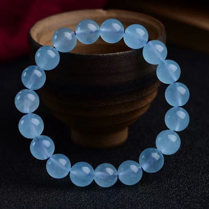 Natural Aquamarine & Chalcedony Crystal Hydration Bracelet — Icy-Grade Blue Aquamarine Style