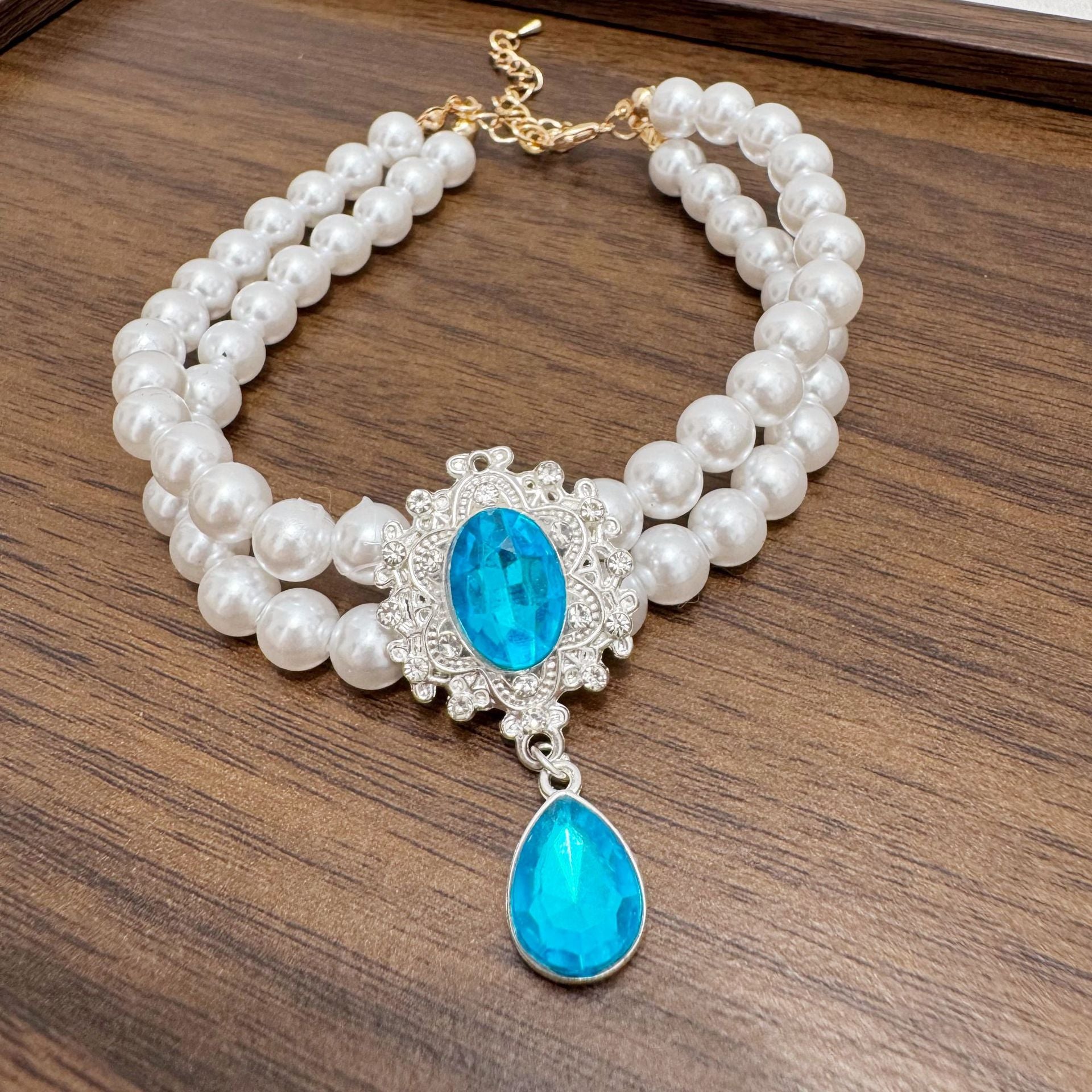 Cat pet necklace pearl princess Teddy Bichon Frise small and large dog collar jewelry birthday accessory