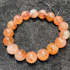 Natural Golden Sun Super 7 Crystal Round Bead Bracelet, Black Gold Super Rutilated Quartz Bracelet Jewelry