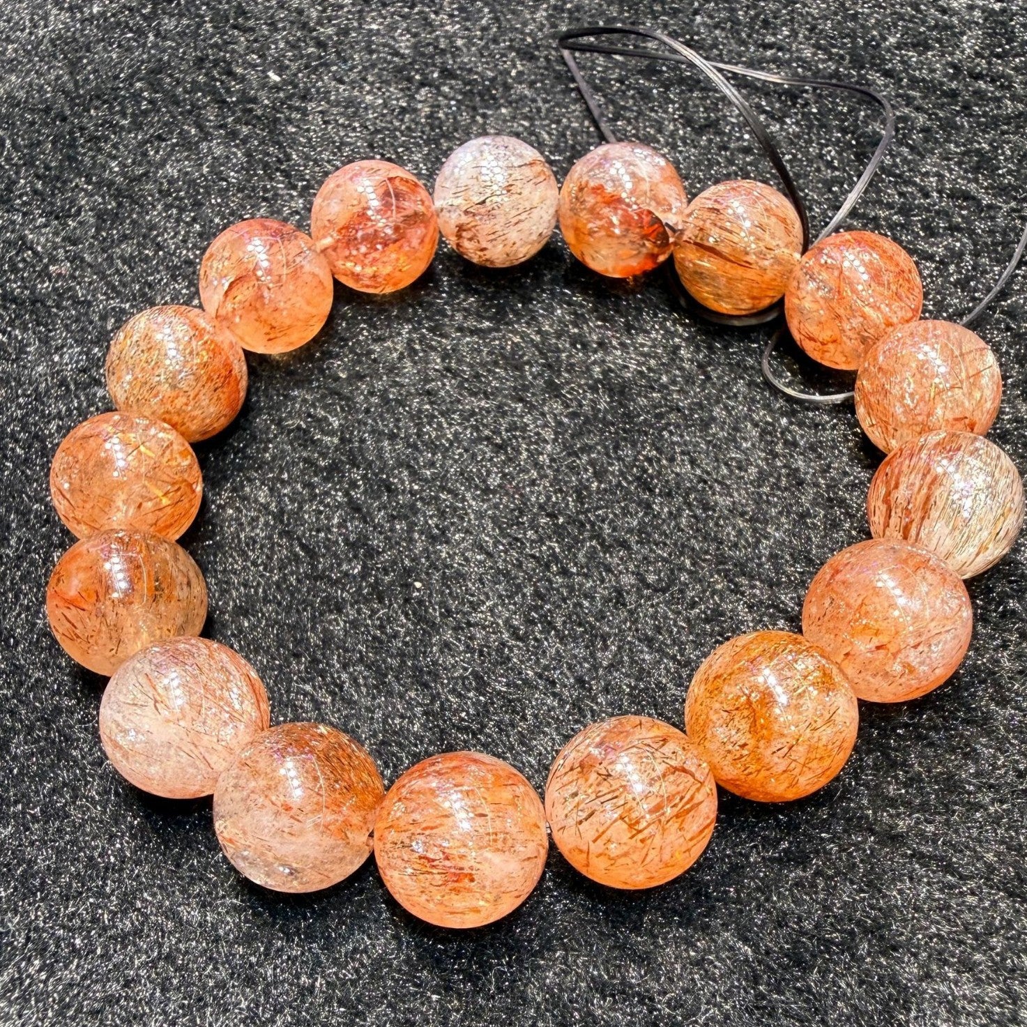 Natural Golden Sun Super 7 Crystal Round Bead Bracelet, Black Gold Super Rutilated Quartz Bracelet Jewelry
