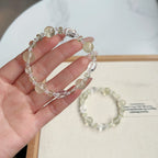 Natural citrine amethyst sugar cube bracelet paired with Swarovski rhinestone bracelet