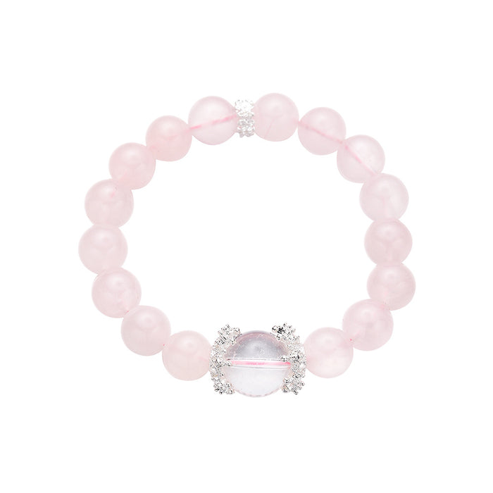 Natural pink crystal beaded bracelet for women, fresh and sweet, old mine horse pink and white crystal top bead bracelet jewelry.