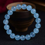 Natural Aquamarine & Chalcedony Crystal Hydration Bracelet — Icy-Grade Blue Aquamarine Style