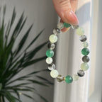 [Wanmuchun] Natural Green Phantom Quartz Green Rutilated Quartz and Prehnite—Forest-Style Beaded Bracelet | Featuring Xiuyan Jade and Green Strawberry Quartz—Versatile & Stylish