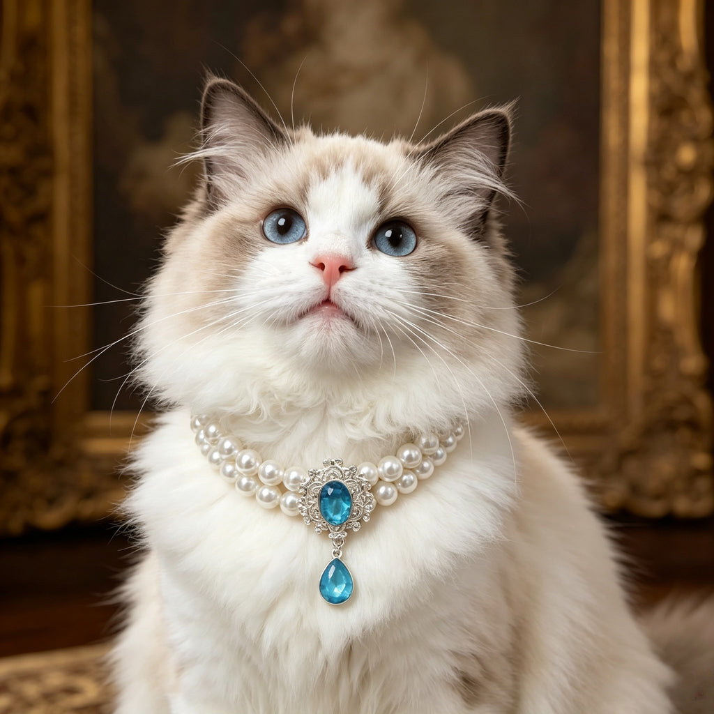 Cat pet necklace pearl princess Teddy Bichon Frise small and large dog collar jewelry birthday accessory