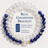 Natural lapis lazuli double-strand bracelet exquisite and high-end aquamarine crystal stacked bracelet jewelry for women