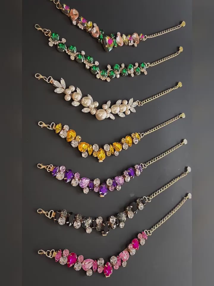 Pet gemstone crystal chain necklace for cats and dogs, luxurious full diamond princess teardrop metal wedding collar