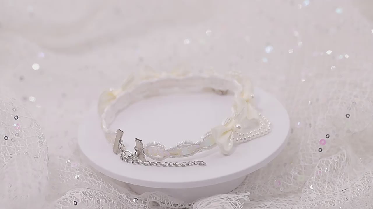 Lolita-style lace pearl cat necklace pet dog collar