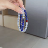 Natural lapis lazuli double-strand bracelet exquisite and high-end aquamarine crystal stacked bracelet jewelry for women