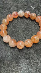 Natural Golden Sun Super 7 Crystal Round Bead Bracelet, Black Gold Super Rutilated Quartz Bracelet Jewelry